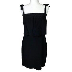 Madewell Size 10 Black Silk Dress Off Shoulder Bow Tie Little Black Dress Lined